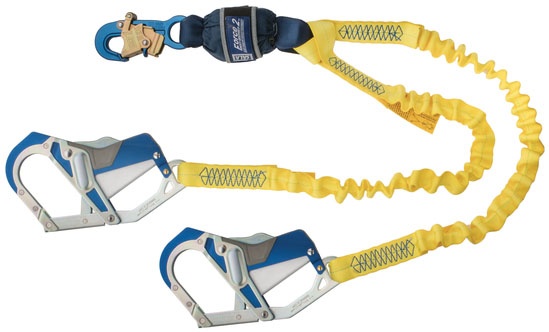 DBI Sala 1246415 Force2 Twin Leg Shock Absorbing Lanyard with Comfort Grip Hooks from GME Supply