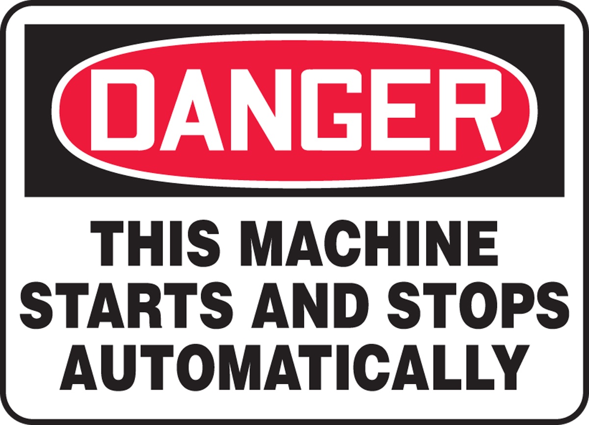 Accuform 'Danger This Machine Starts and Stops Automatically' Plastic Sign from GME Supply