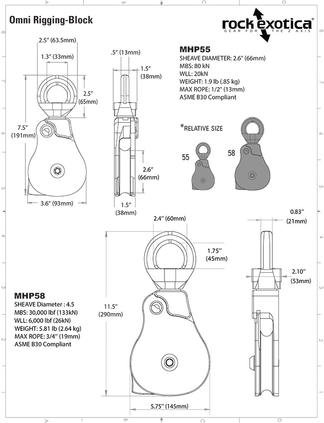 Rock Exotica Omni-Block 4.5 Inch Rigging Pulley / Material Handling Block from GME Supply