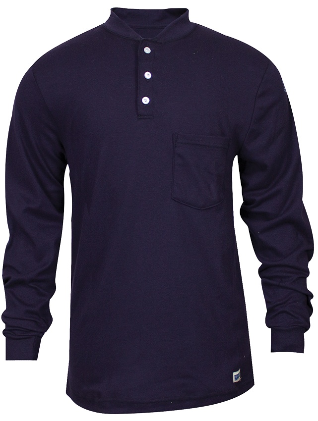 National Safety Apparel FR Classic Cotton Navy Henley Shirt from GME Supply
