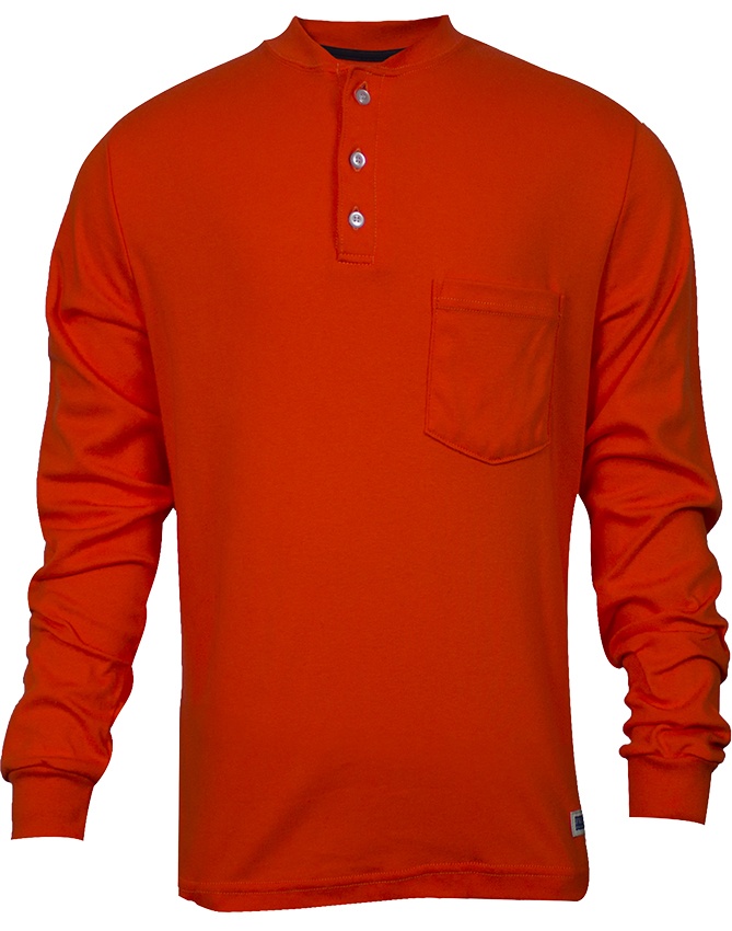 National Safety Apparel FR Classic Cotton Orange Henley Shirt from GME Supply