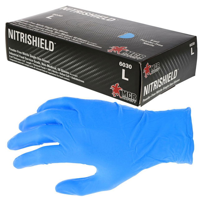 MCR Safety 6030 NitriShield Disposable Nitrile Industrial Grade Gloves from GME Supply