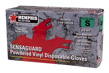 MCR Safety 5025 Sensaguard Disposable Vinyl Industrial Grade Gloves - 6.5 Mil - Powdered - Green from GME Supply