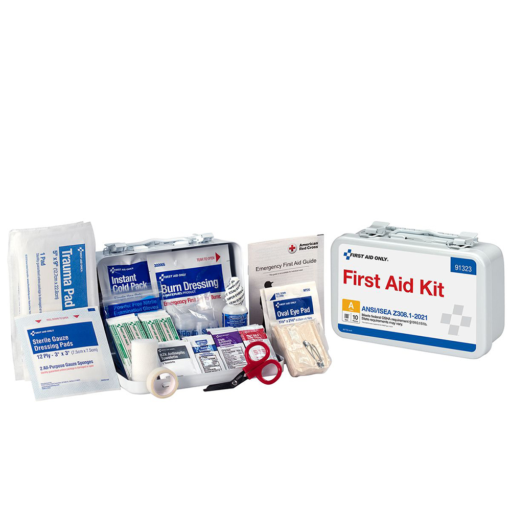 First Aid Only ANSI A 10 Person Metal ANSI 2021 Compliant First Aid Kit from GME Supply