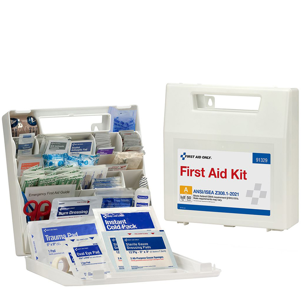 First Aid Only ANSI A 50 Person Plastic ANSI 2021 Compliant First Aid Kit With Dividers from GME Supply