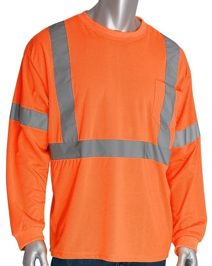 PIP ANSI Class 3 Hi-Vis Orange Long Sleeve T-Shirt from GME Supply