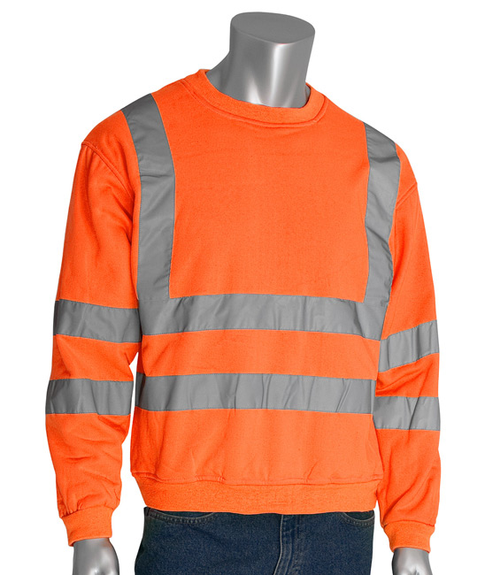 PIP ANSI Type R Class 3 Crew Neck Orange Sweatshirt from GME Supply