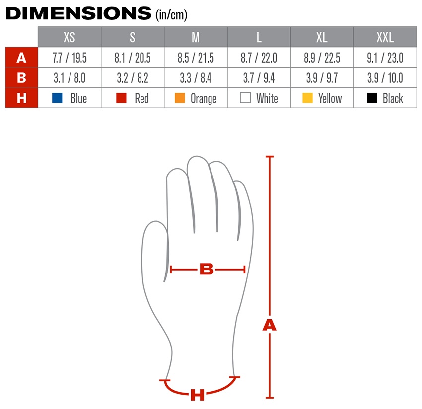 MaxiFlex Elite Nylon Gloves (12 Pair) - Sizing Chart from GME Supply