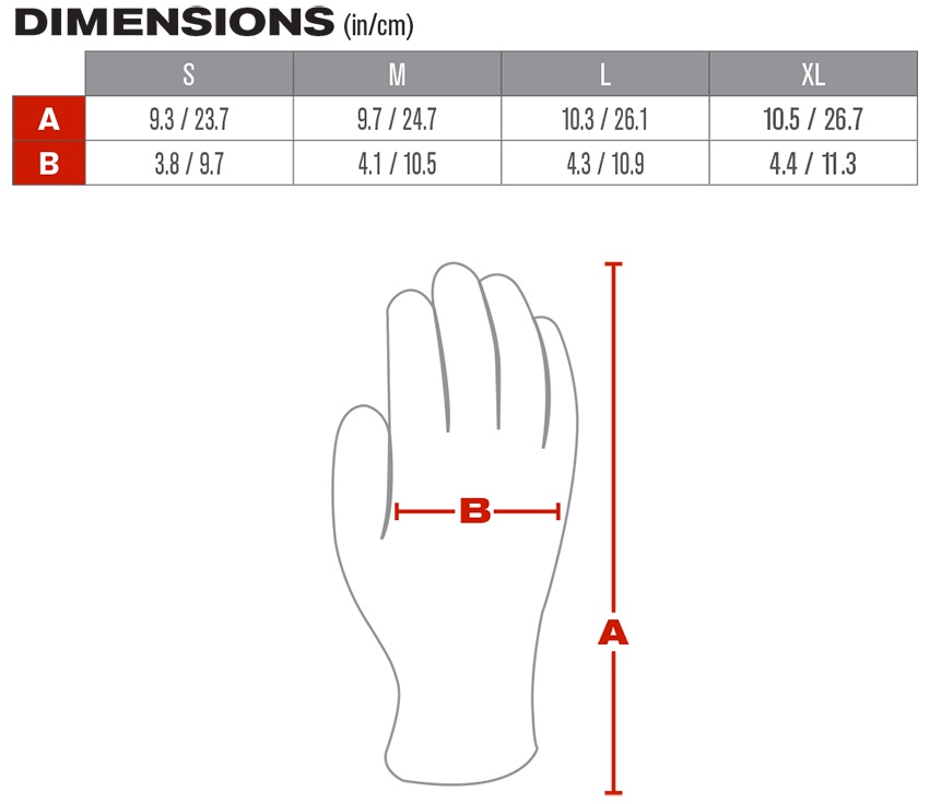 PIP G-Tek GP Gloves (12 Pair) - Sizing Chart from GME Supply