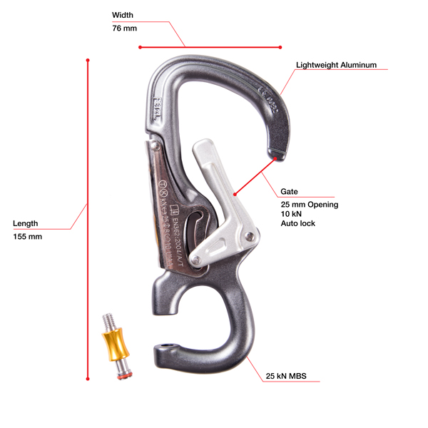 登山用品 PETZL EASHOOK OPEN EASHOOK OPEN, Carabiner with gated connection point for
