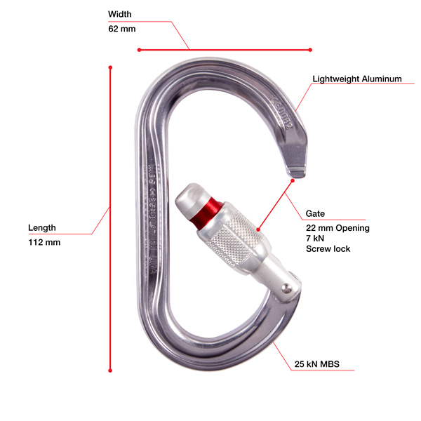 Petzl OK Aluminum Oval Carabiner Screw-Lock from GME Supply