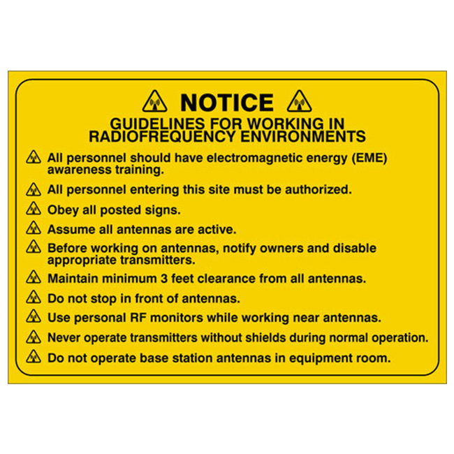 Accuform Notice Sign for Radio frequency Environments from GME Supply