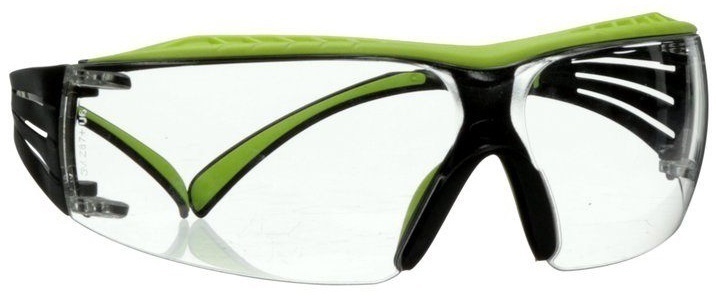 3M SecureFit 400 Series SF401XAF Safety Glasses with Green/Black Temples & Clear Anti-Fog/Anti-Scratch Lens from GME Supply