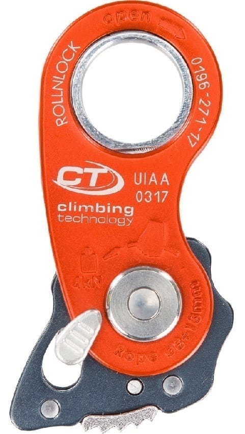 Climbing Technology ROLLNLOCK Pulley Device Rope Clamp 3 in 1 Device Orange