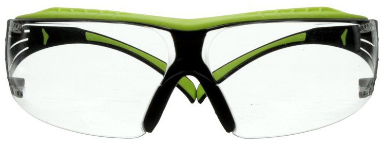 3M SecureFit 400 Series SF401XAF Safety Glasses with Green/Black Temples & Clear Anti-Fog/Anti-Scratch Lens from GME Supply