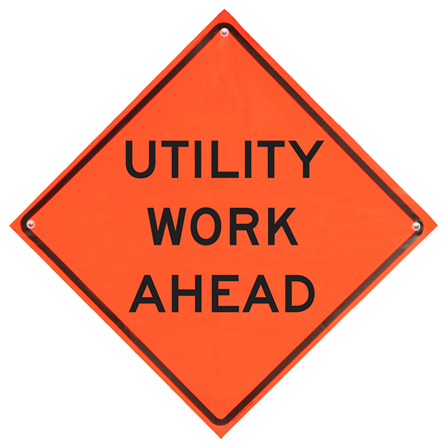 Dicke Safety Super Bright 48 Inch Utility Work Ahead Roll-Up Sign (Sign Only) from GME Supply