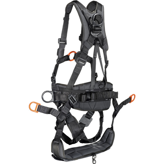 The Skylotec Tower Arc Harness features a dorsal attachment point, sternal attachment point, and pole strap attachment point. from GME Supply