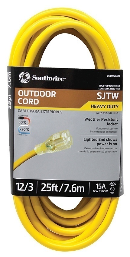 Southwire Outdoor Extension Cord 12/3 SJTW 125V 15A from GME Supply