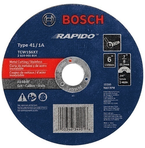 Bosch 6 Inch 60 Grit Rapido Arbor Type 1A Metal Cutting Abrasive Wheel from GME Supply