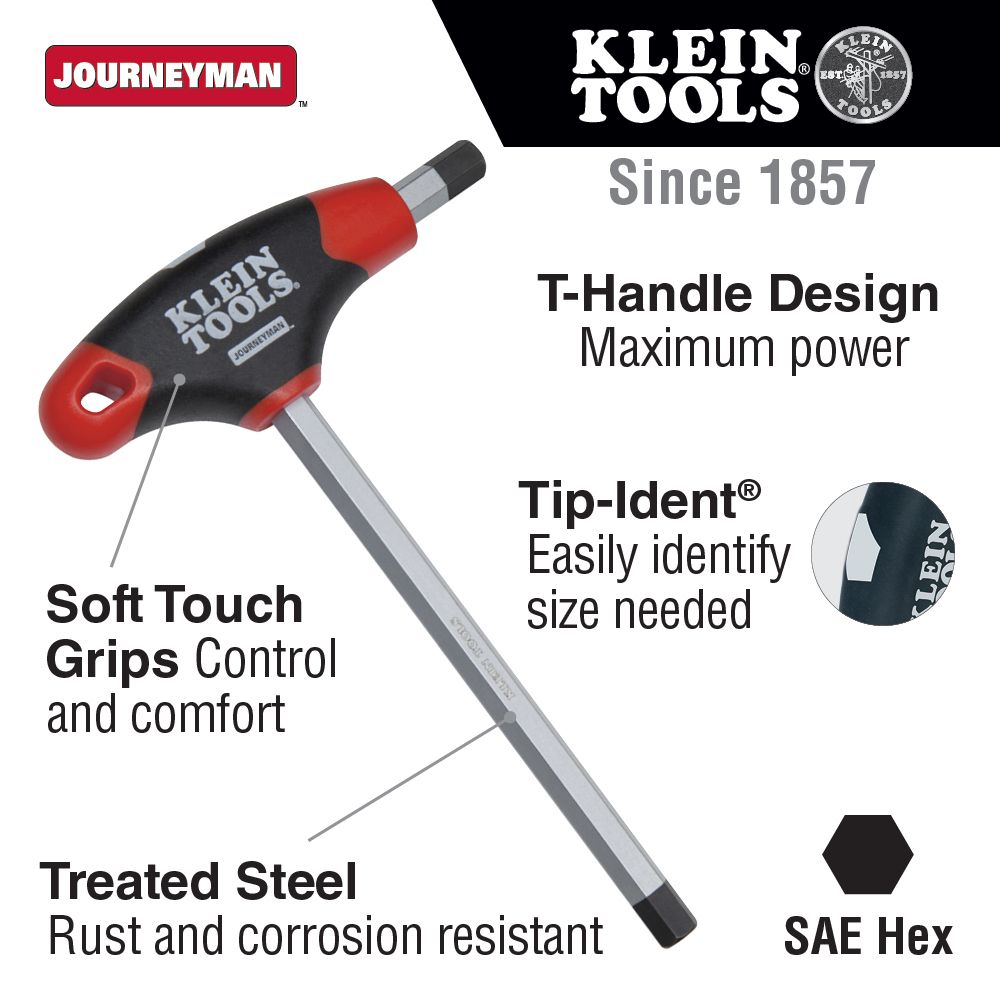 Klein Tools JTH6E10 5/32 Inch Hex Key Journeyman T-Handle from GME Supply