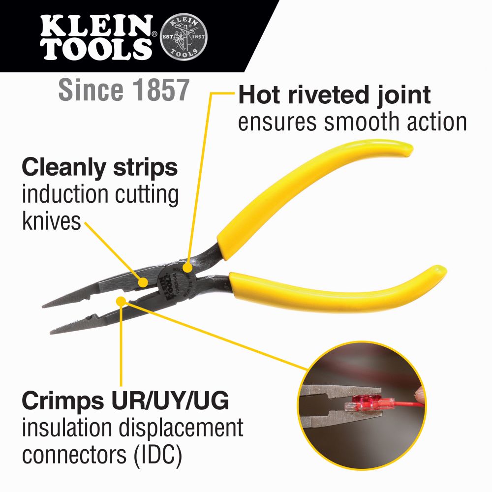 Klein Tools VDV026049 Scotchlok Connector Crimping Needle Nose Pliers
