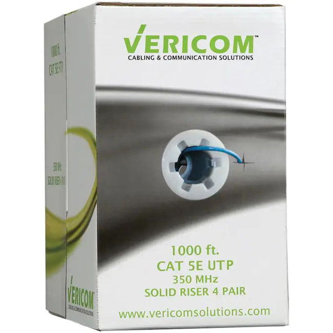 Vericom CAT 5e U/UTP Solid Riser CMR 1000 Foot Cable from GME Supply