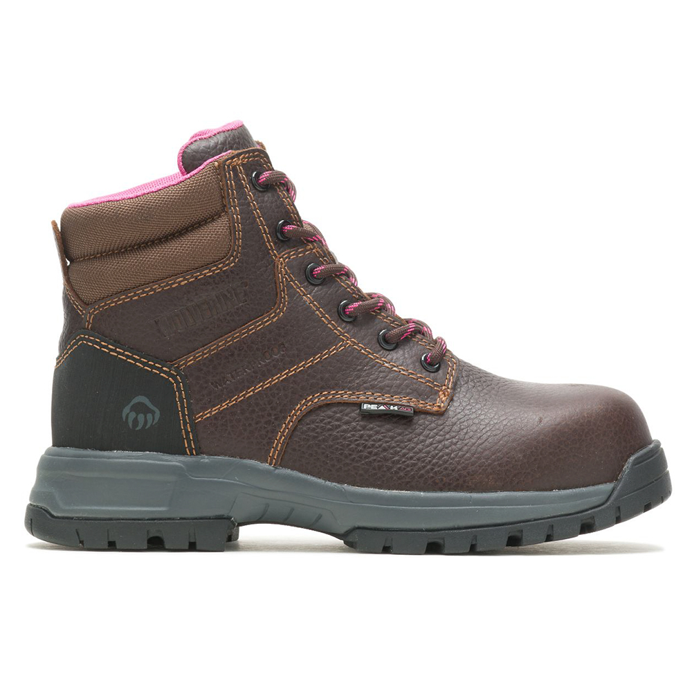Wolverine Women's Piper Waterproof 6-Inch Work Boots with Composite Toe (Brown) from GME Supply