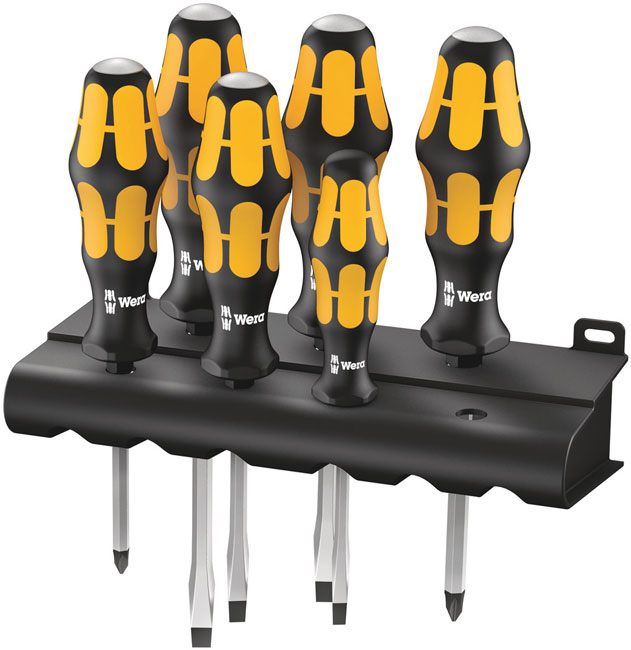 932/6 Screwdriver Set Kraftform Wera: Chiseldriver and Rack, 6 Pieces from GME Supply
