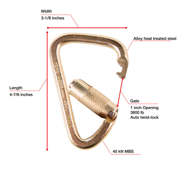 WestFall Pro 7400 4-7/8 x 3 in. Steel Carabiner with 1 in. Gate from GME Supply