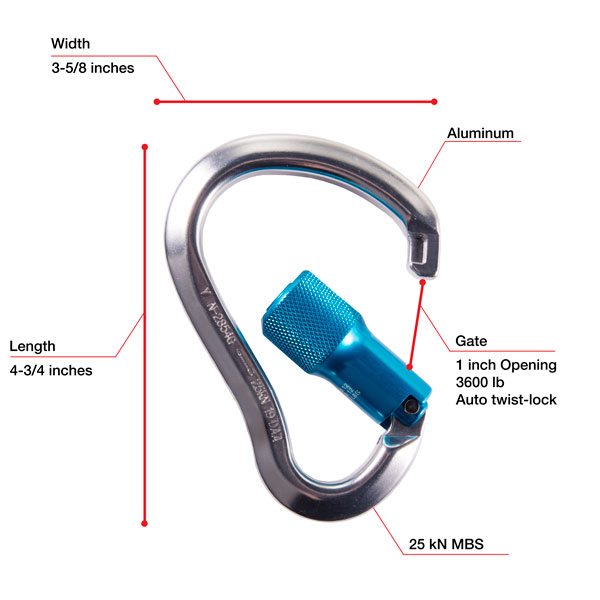 7435 WestFall Pro 4-3/4 x 3in. Aluminum Carabiner 9/10in.Gate from GME Supply