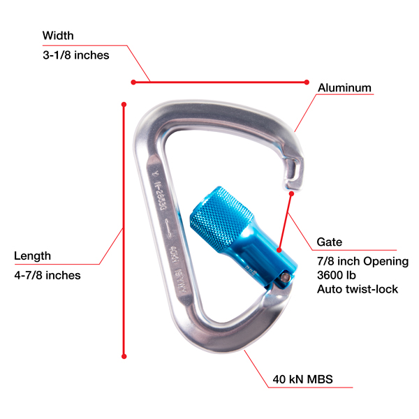 7436 WestFall Pro 4-7/8 x 3-1/8in. Aluminum Carabiner 7/8in. Gate from GME Supply