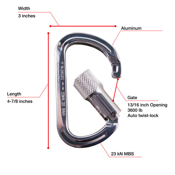 7437 WestFall Pro 4-7/8 x 3in. Aluminum Carabiner 13/16in. Gate from GME Supply