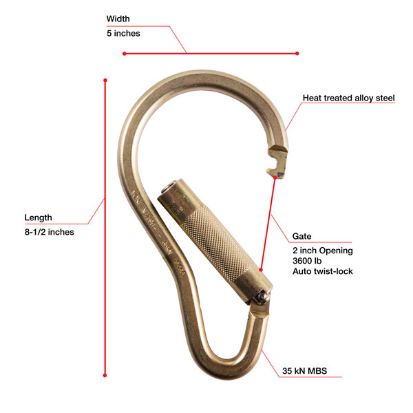 7440 WestFall Pro 8-1/2 x 5in. Steel Carabiner 2in. Gate from GME Supply