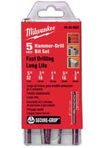 Milwaukee SHOCKWAVE Carbide Hammer Drill Bit 5 Piece Set from GME Supply