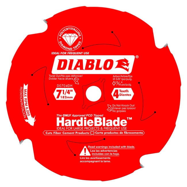 Diablo HardieBlade 7-1/4 Inch x 4 Tooth Fiber Cement Saw Blade from GME Supply
