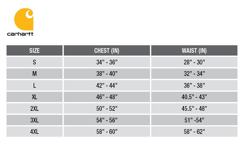 Carhartt Big And Size Chart